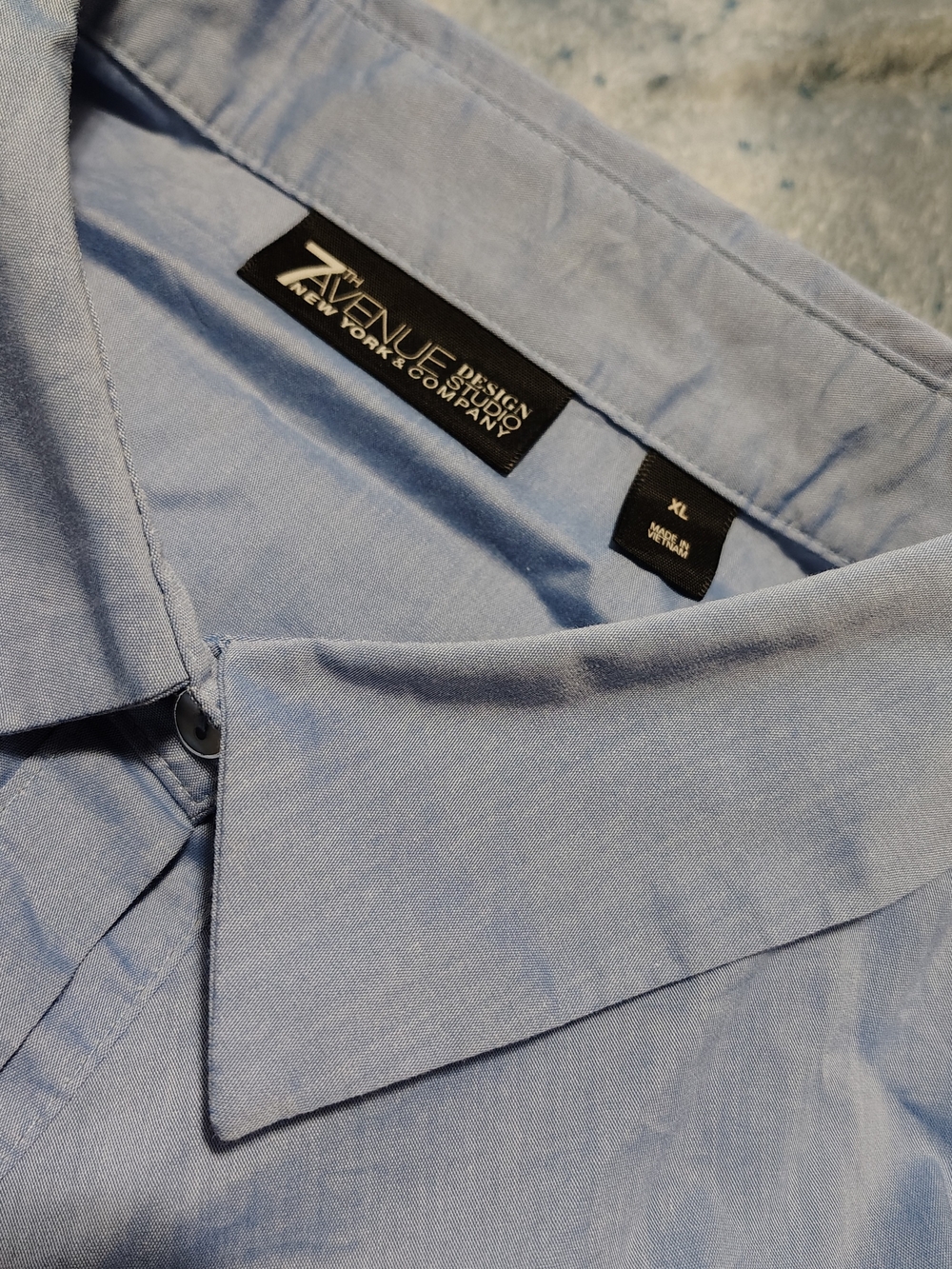 7th Ave. Light Blue Button-Front Ruffled Blouse - Picture 2 of 4
